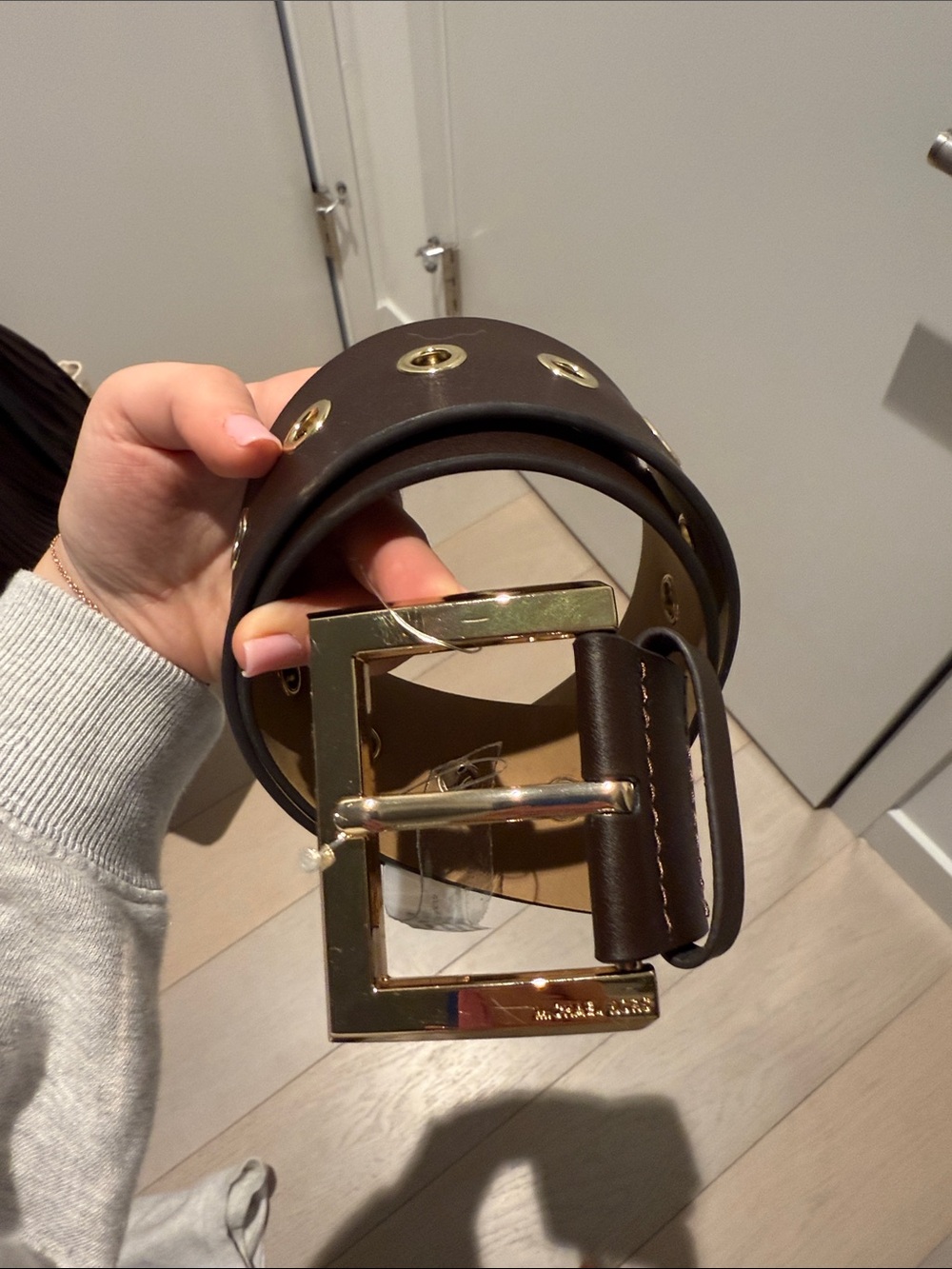 Brown Leather MICHAEL KORS Belt with Gold Buckle